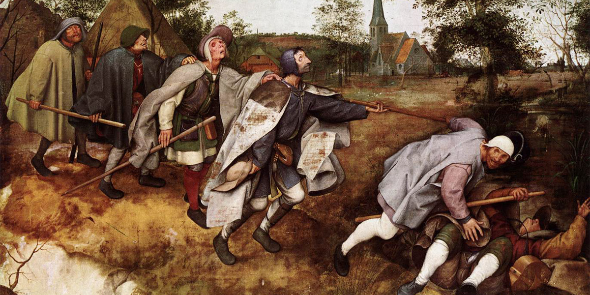 Pieter Bruegel d. Ä. (um 1525/30 – 1569 Brüssel): »De parabel der blinden«, 1568 (Ausschnitt). Tempera auf Leinwand, 86&nbsp;×&nbsp;154&nbsp;cm. Napoli, Museo Nazionale di&nbsp;Capodimonte Public Domain