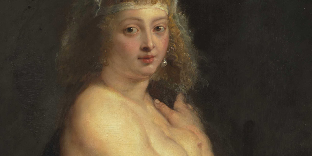 Peter Paul Rubens (1577&thinsp;&ndash;&thinsp;1640): »Helena Fourment« (›Het Pelsken‹), 1636/1638 (Ausschnitt). Öl auf Eichenholz, 176&nbsp;×&nbsp;83&nbsp;cm. Wien, Kunsthistorisches Museum, GG&nbsp;688 © Kunsthistorisches Museum, Wien